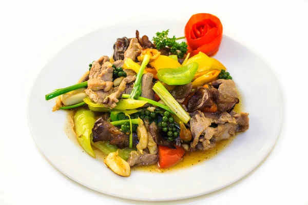 Domuz rostosu sebze ve mantar ile.