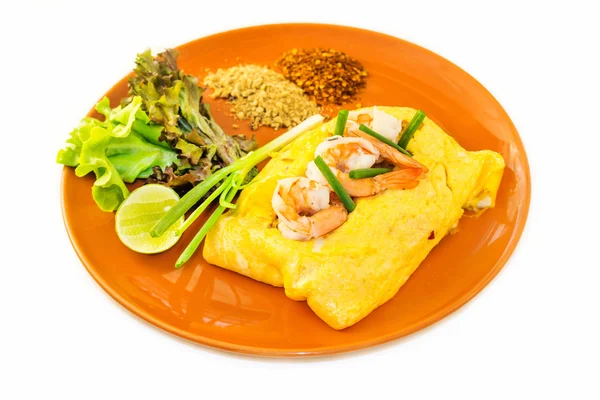 stock image Omelet with vegetables and shrimp.