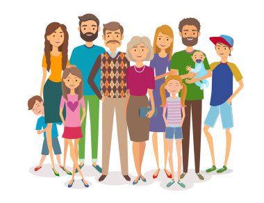 Büyük mutlu bir aile. Birkaç nesil