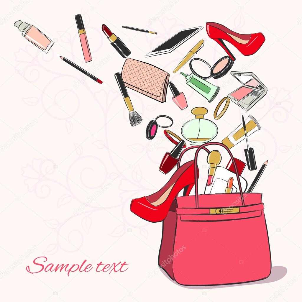 Woman bag with cosmetics