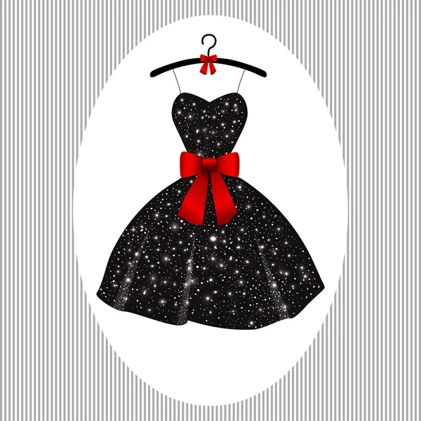 Poco vestido de noche negro en perchas — Vector de stock