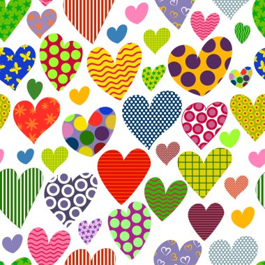 Parlak renkli kalpler arka plan. Seamless modeli.