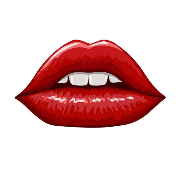 Labios rojos sobre fondo blanco. ilustración dibujada a mano . — Archivo Imágenes Vectoriales