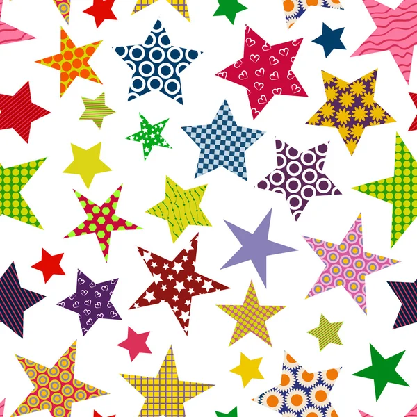 Fondo de estrellas de colores brillantes. Patrón sin costura . — Vector de stock