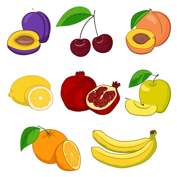 Zestaw świeżych owoców — Wektor stockowy