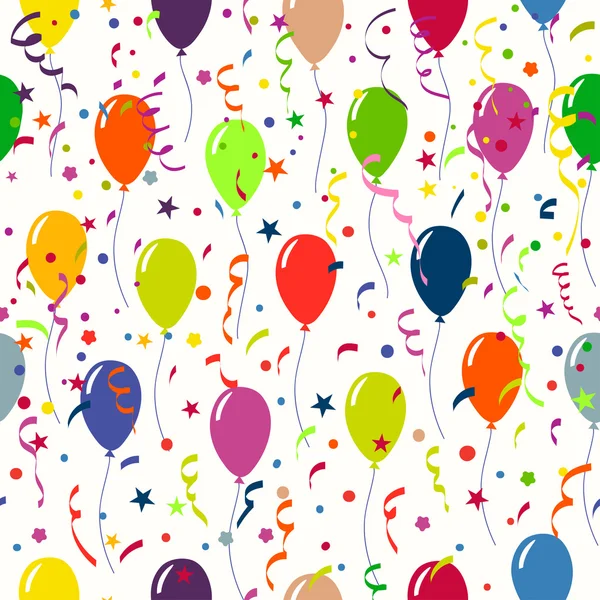 Ljusa holiday bakgrund med ballonger och konfetti. Sömlös p — Stock vektor