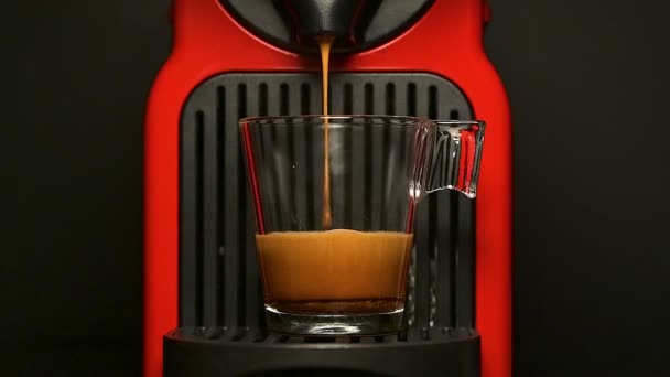 Process Making Coffee Coffee Machine Glass Transparent Cup Espresso Coffee — ストック動画