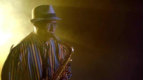 Muzikant die saxofoon speelt — Stockvideo