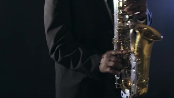 Muzikant die saxofoon speelt — Stockvideo