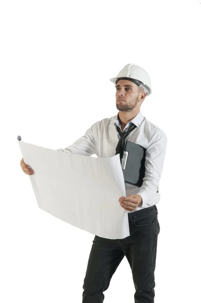 Engineer with site plans — Stock Photo, Image