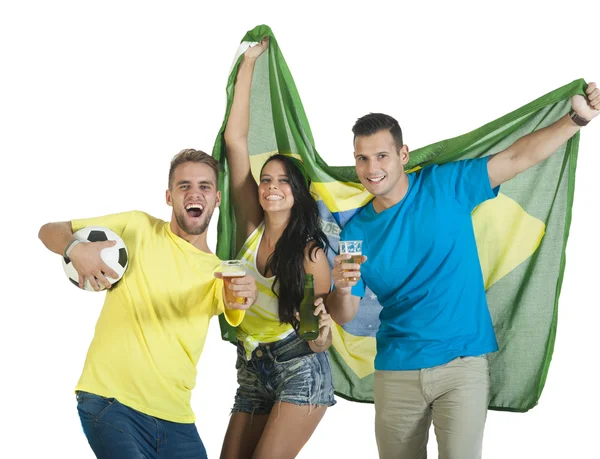 Aficionados al fútbol celebrando — Foto de Stock