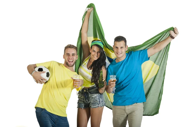 Aficionados al fútbol celebrando — Foto de Stock