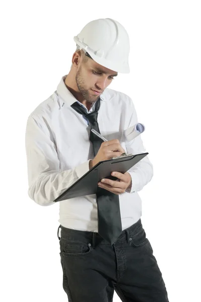 Engineer with site plans — Stock Photo, Image