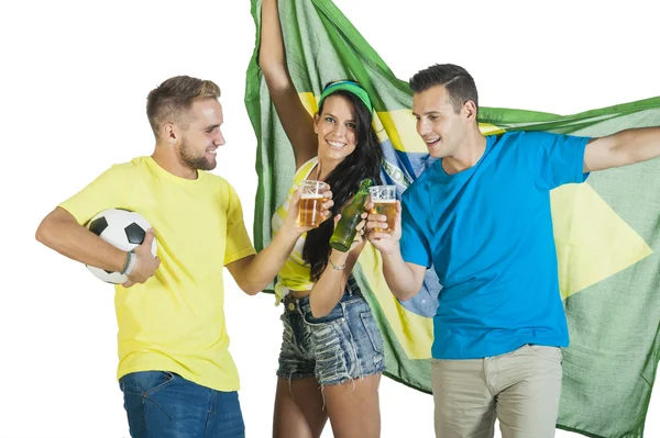 Aficionados al fútbol celebrando — Foto de Stock