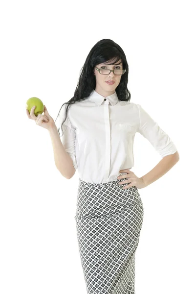 Mujer de negocios sosteniendo manzana — Foto de Stock