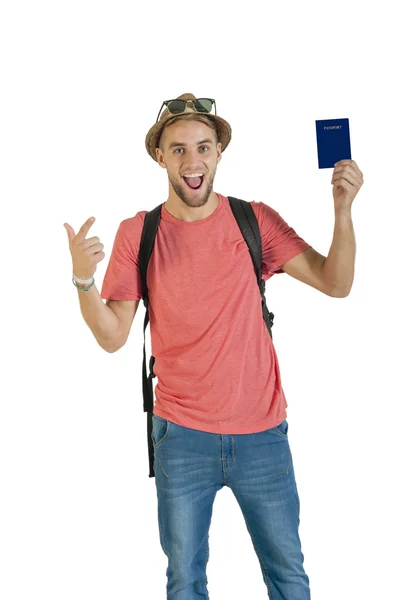 Turista titular de um passaporte — Fotografia de Stock