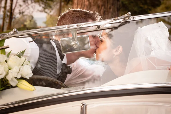 Piękny newlywed para całuje — Zdjęcie stockowe