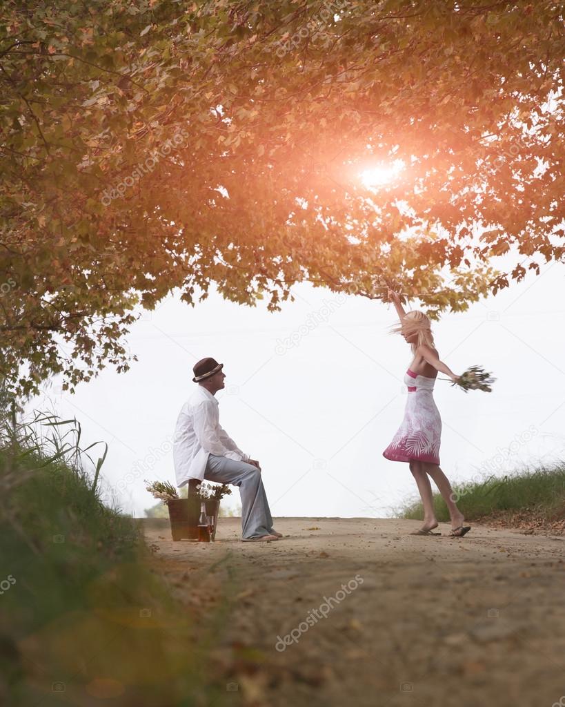 Couple having a romantic time