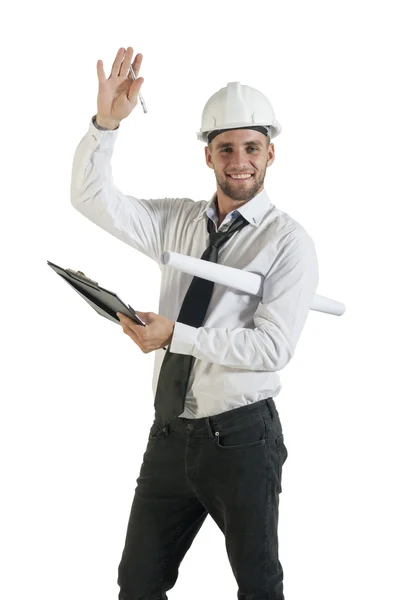 Engineer with site plans — Stock Photo, Image