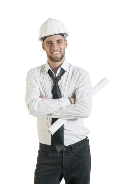 Engineer with site plans — Stock Photo, Image