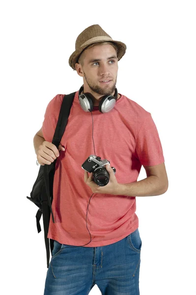 Turistické držení fotoaparátu — Stock fotografie