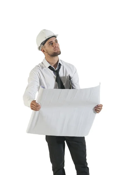 Engineer with site plans — Stock Photo, Image