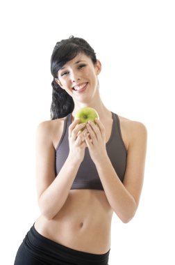 eğitmen holding elma