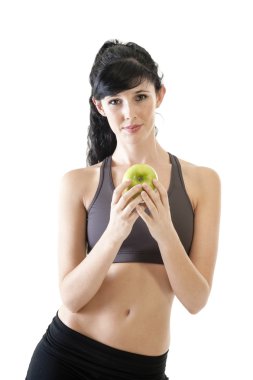 eğitmen holding elma