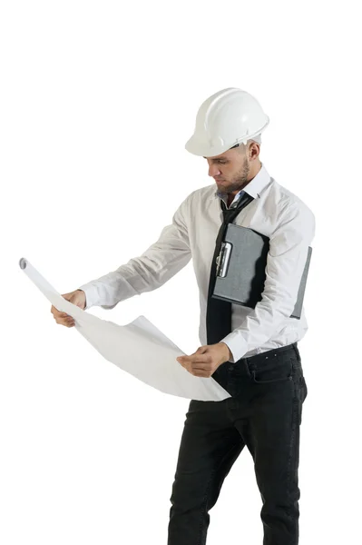 Engineer with site plans — Stock Photo, Image