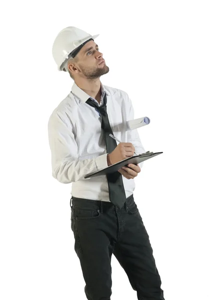 Engineer with site plans — Stock Photo, Image