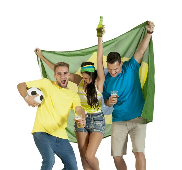 Aficionados al fútbol celebrando — Foto de Stock