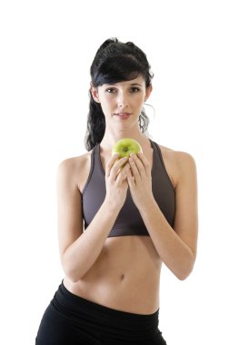 eğitmen holding elma