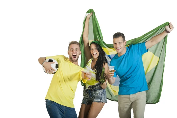 Aficionados al fútbol celebrando — Foto de Stock