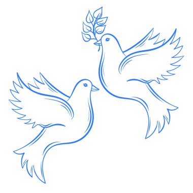 Vector Doves. Hand drawn Dove of Peace illustration and dove wit clipart