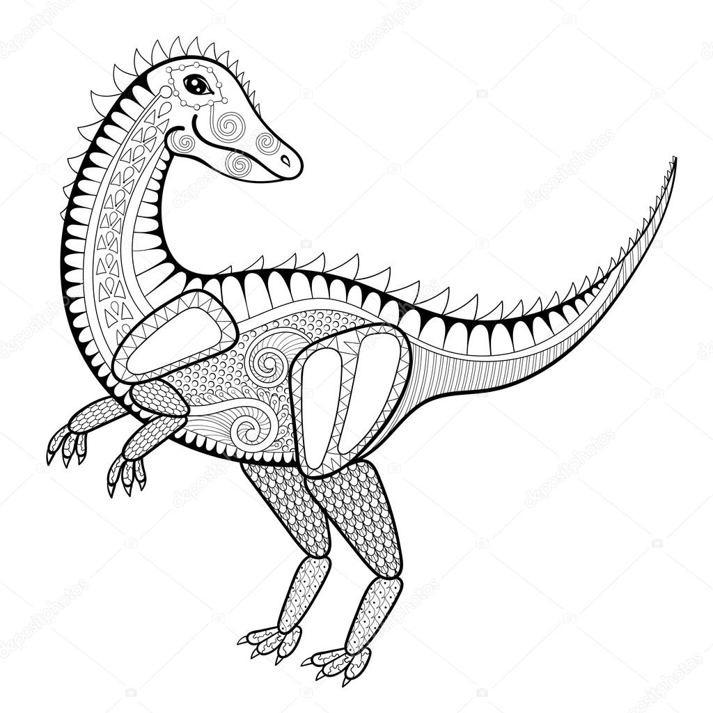 Vector zentangle dinosaur illustration tyrannosaur print for a — Image vectorielle