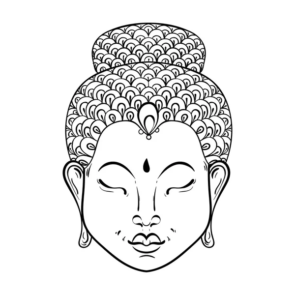 Vector artístico Retrato de Buda para colo adulto ornamental — Vector de stock