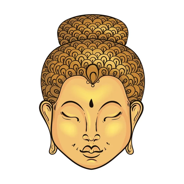 Vector artísticamente colorido Retrato de Buda, tatuaje budista — Vector de stock