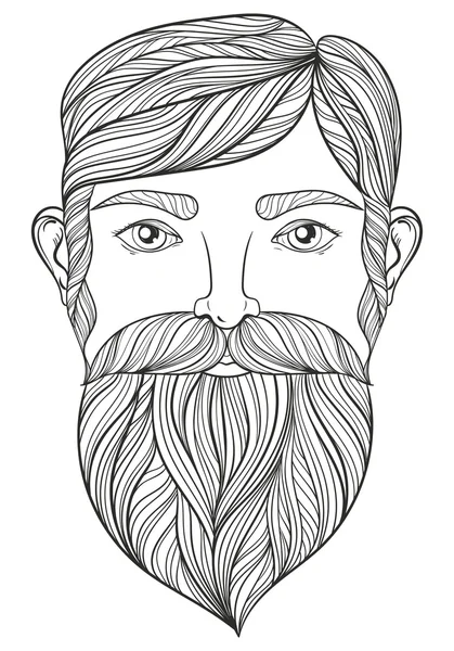 口ひげとあごひげを持つ男のベクトルゼンタングルの肖像画 — ストックベクタ