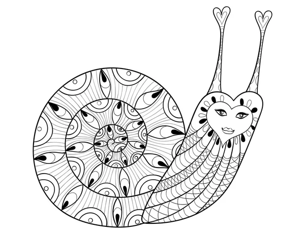 Escargot vectoriel zentangle pour coloriage adulte, art thérapie, e — Photo