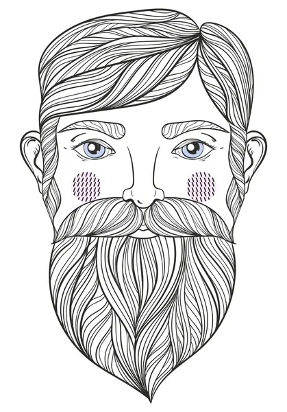 Vector zentangle Retrato del portador Hombre con bigote para adulto — Foto de Stock