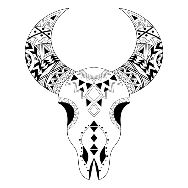 Zentangle animal Skull. Freehand boho, tribal sketch for adult a — Stock Photo, Image