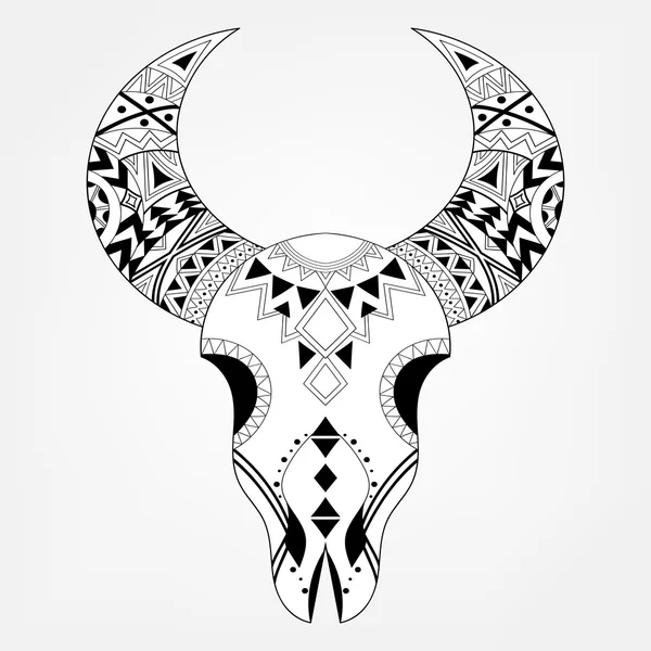 Zentangle animal Skull in tribal style. Freehand boho sketch for — Stock fotografie