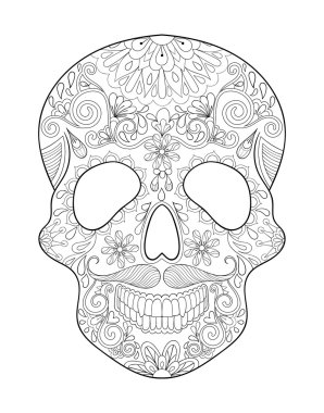 Zentangle stylized Skull for Halloween. Freehand sketch for adul