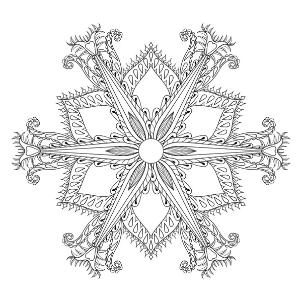 Copo de nieve de invierno Zentangle para Navidad, Año Nuevo. Arte a mano alzada — Vector de stock