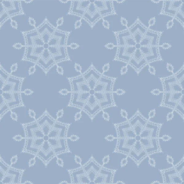 Zentangle stylized winter ice snowflake seamless pattern for Chr — Stock Vector