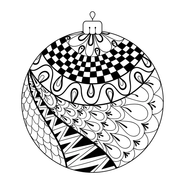 Zentangle stylized New Year ball. Freehand artistic ethnic vecto — Stock Vector