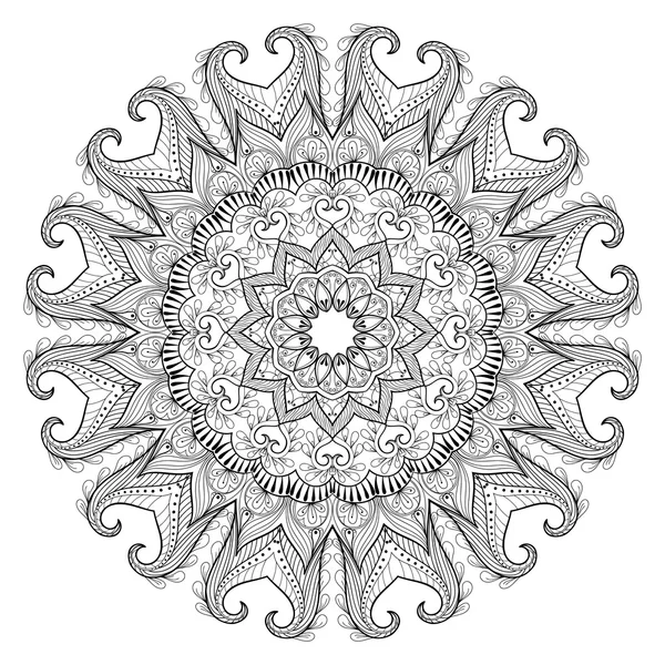 Mandala gitan rond stylisé Zentangle. Vecteur main levée ethnique h — Image vectorielle