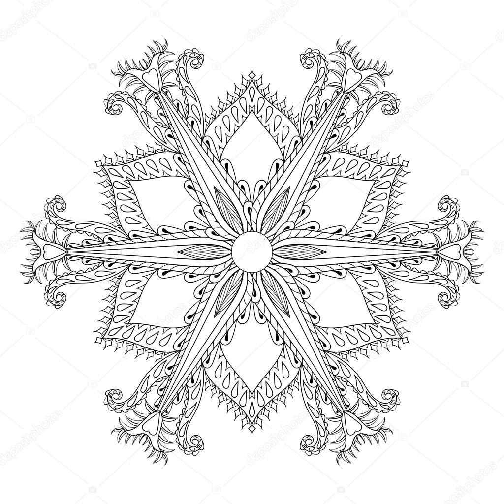 Zentangle winter snowflake for Christmas, New Year ...