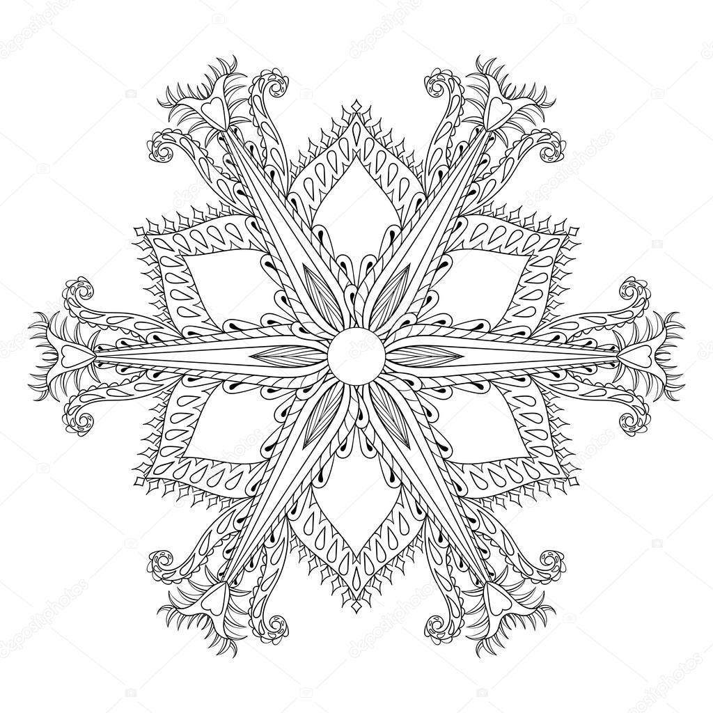 Zentangle winter snowflake for Christmas, New Year ...