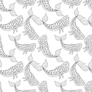 Zentangle tarzıA zor sperm balina dikişsiz desen. Freehand